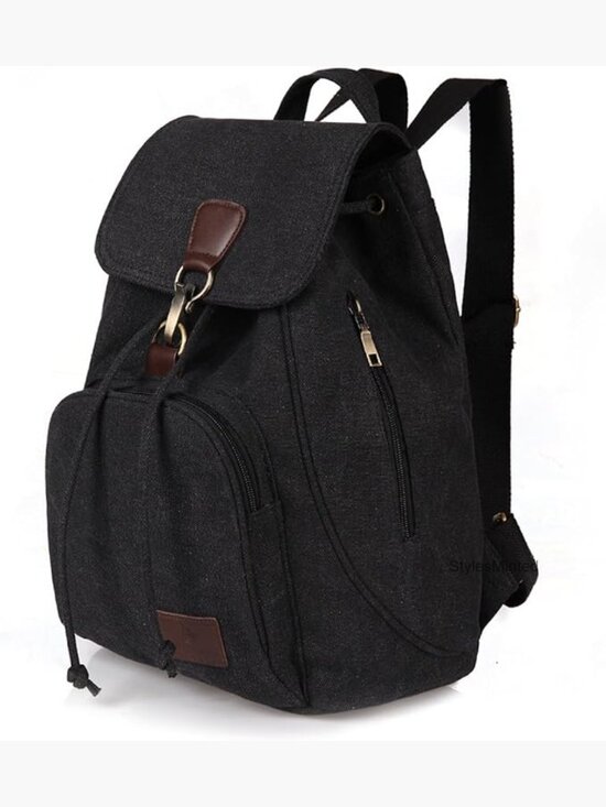Canvas Backpack Purse for Women Casual Daypack Drawstring Laptop Bag main image 4